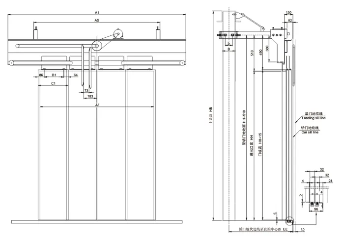 4 Panels Center Opening Vvvf Door Operator (Straight beam mounting)