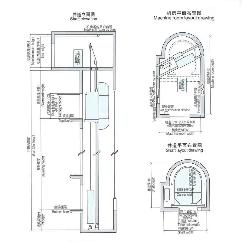 6-16 Person Observation Lift Passenger Elevator Sightseeing Glass Elevator Lift