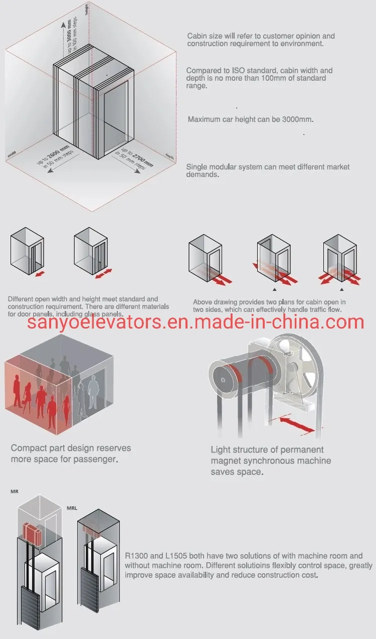 Center Opening Passenger Elevator Lift 450KG