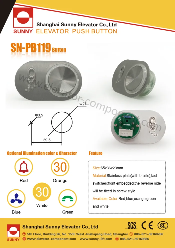 Elevator Push Button for Otis Elevator (SN-PB119)