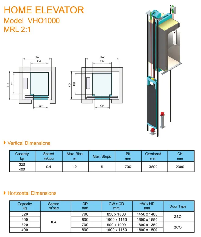 Factory price IVC home high quality villa residential passenger lift