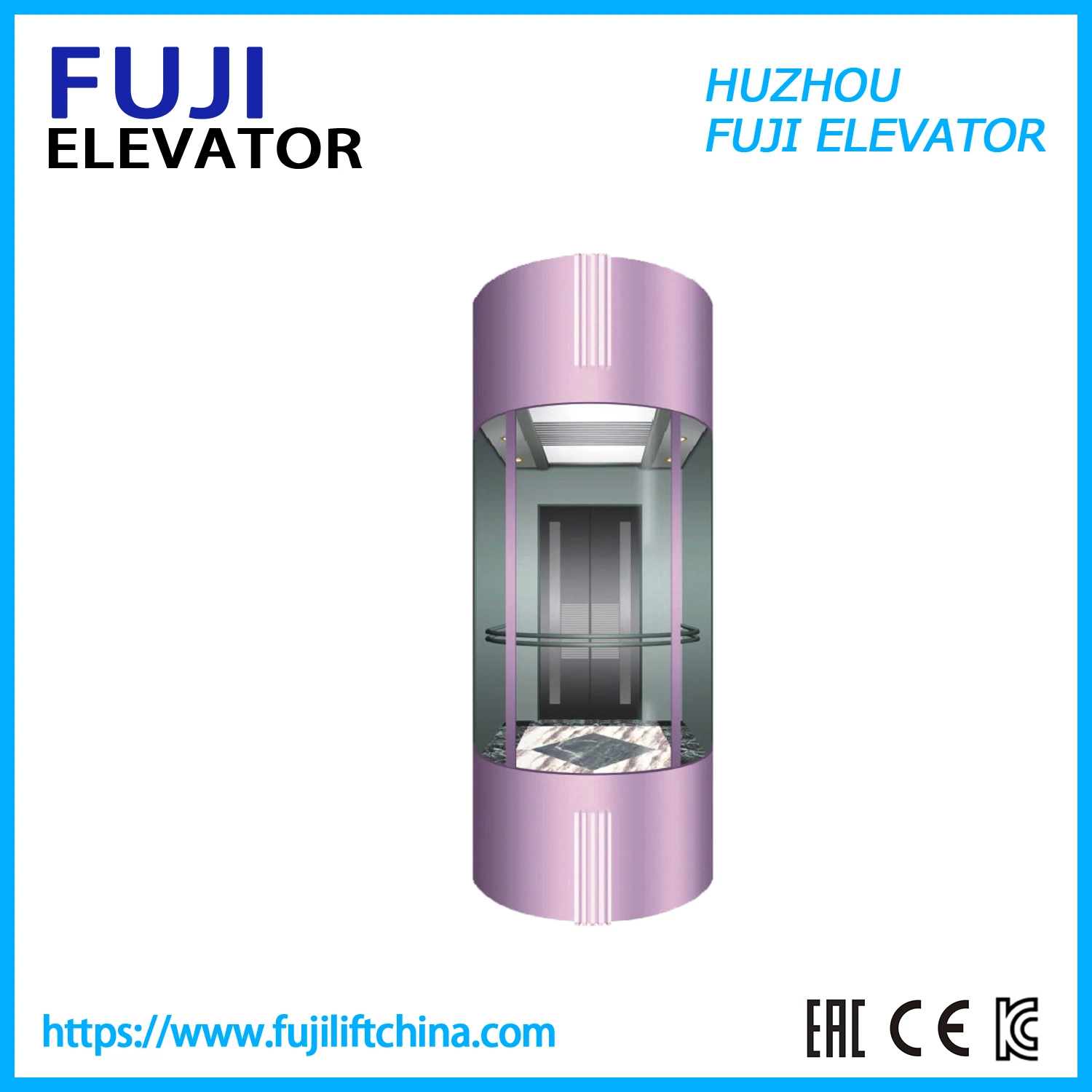 FUJI China Factory Panoramic Sightseeing Passenger Elevator Home Elevator Lifts with Luxury Cheap Price Glass Door