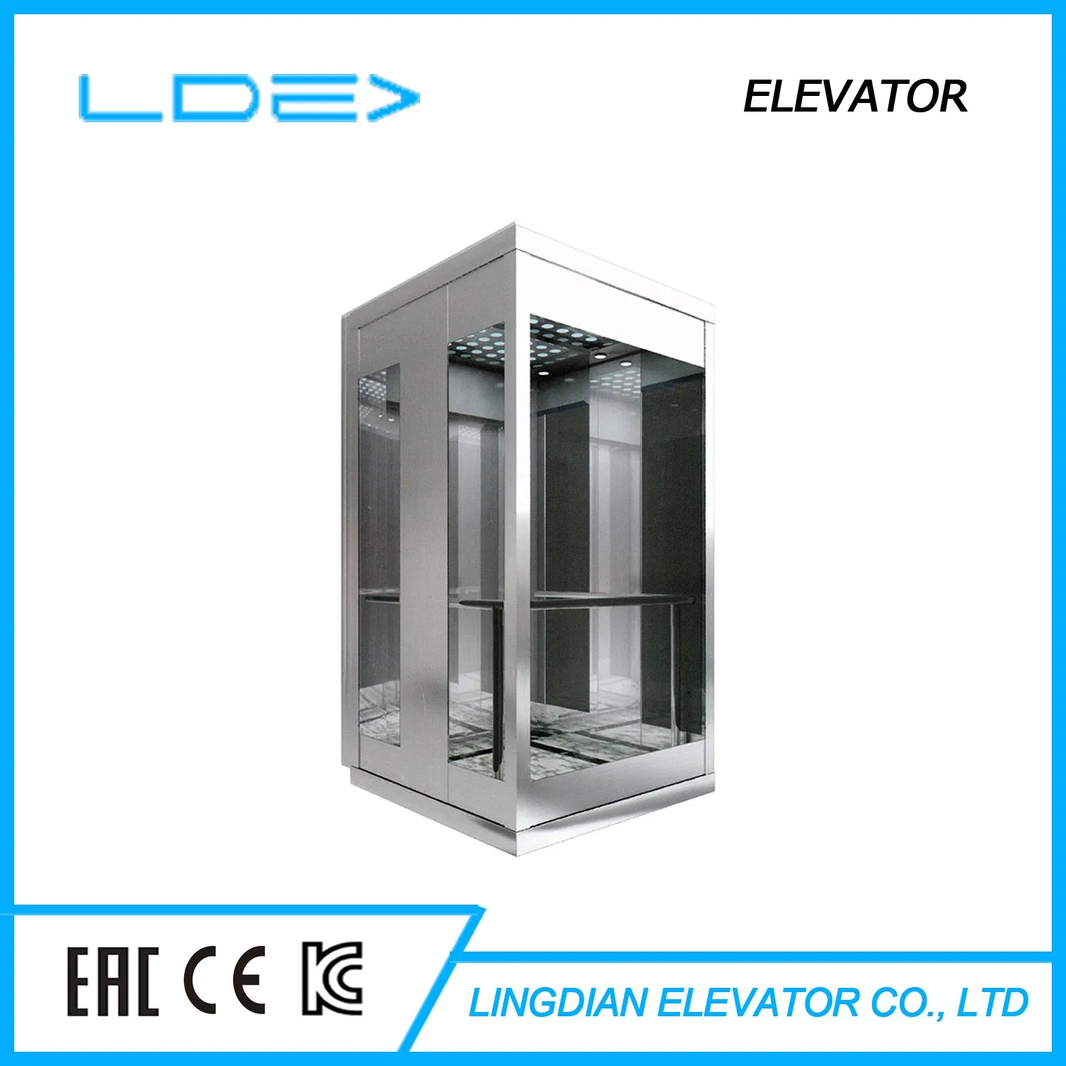 Glass Door Sightseeing Elevator with Small Machine Room