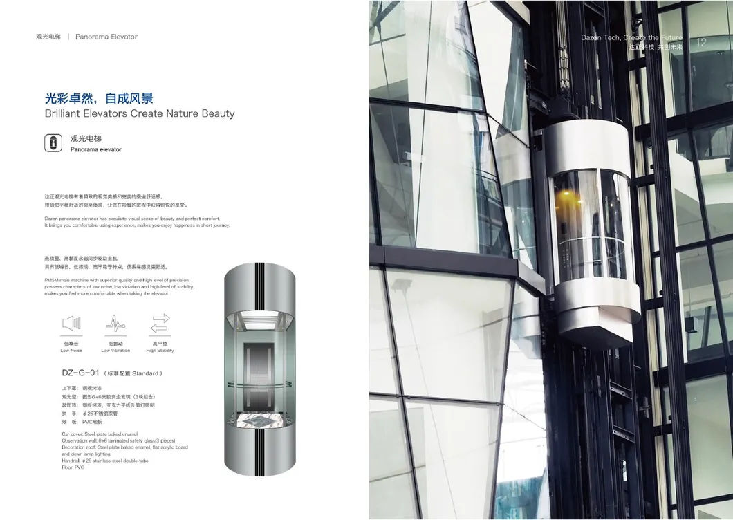 Glass Panoramic Sightseeing Lift Elevator for Shopping Mall