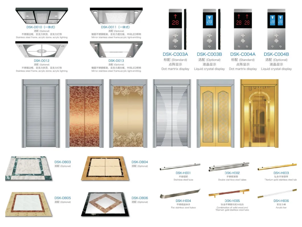 Golden Luxurious Passenger Lifts with Center Opening Door