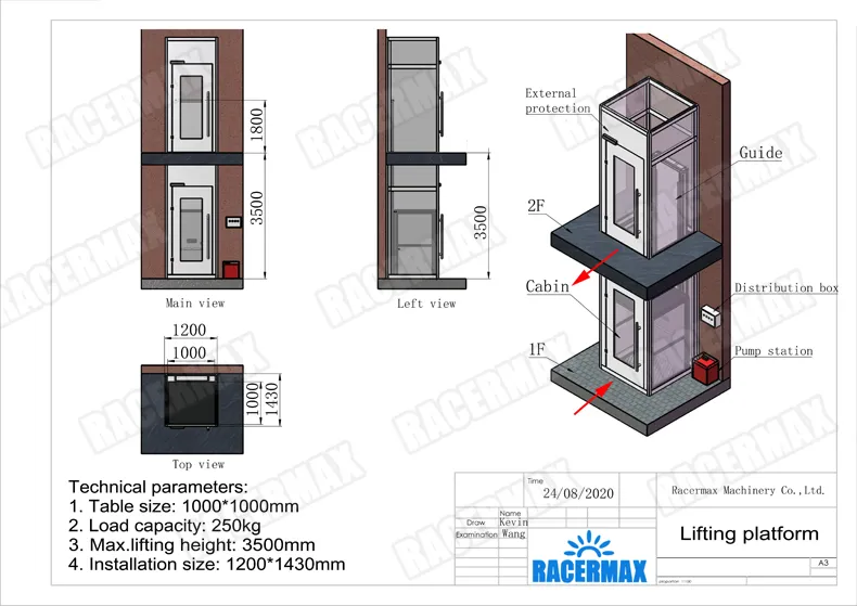 Home Elevator Lift Price/Residential Elevator /Villa Elevator for Private Home Elevator/Passenger Elevator