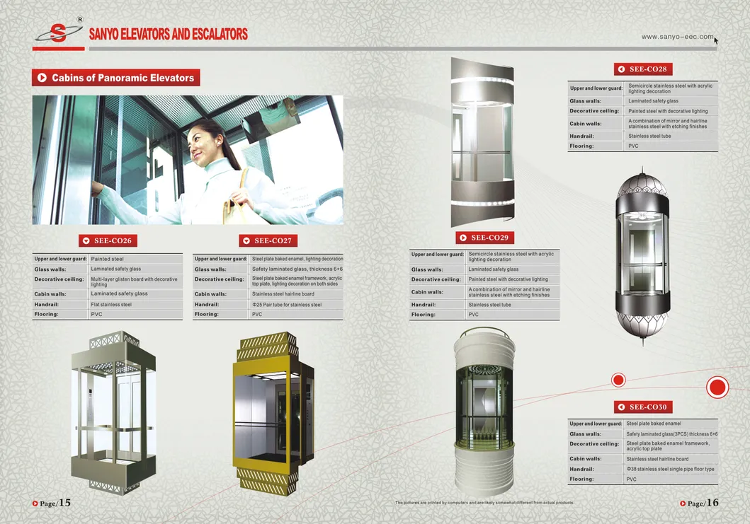 Japan Technology VVVF SANYO Passenger Elevator with Glass