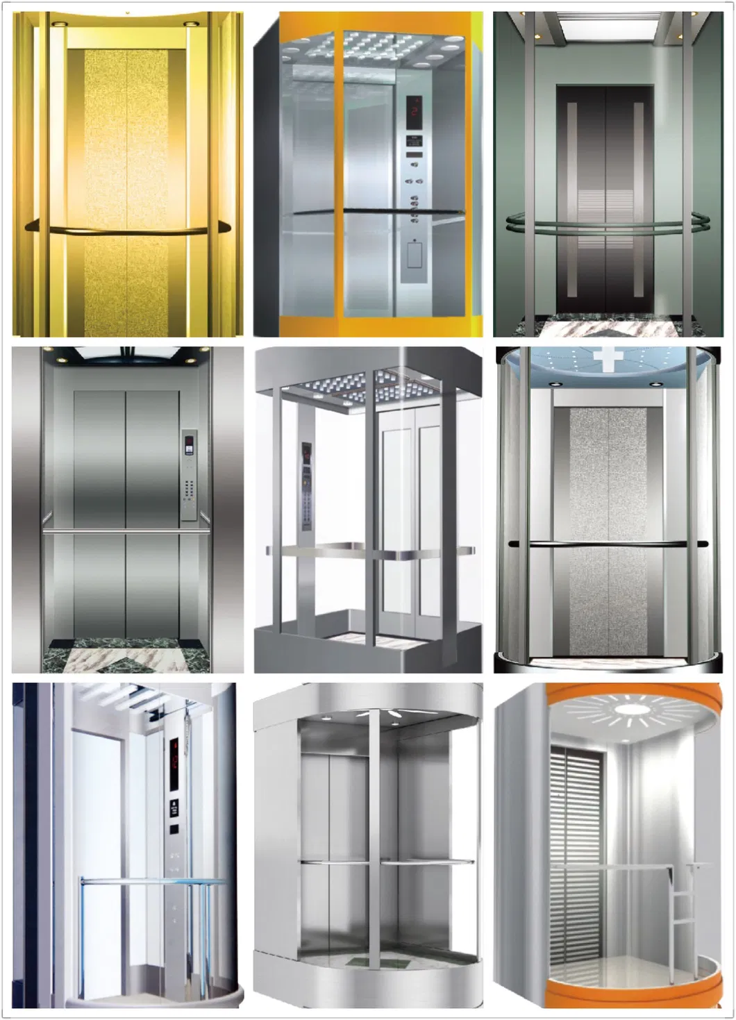 Passenger Panoramic Home Lift Elevator with Hairline Stainless Steel