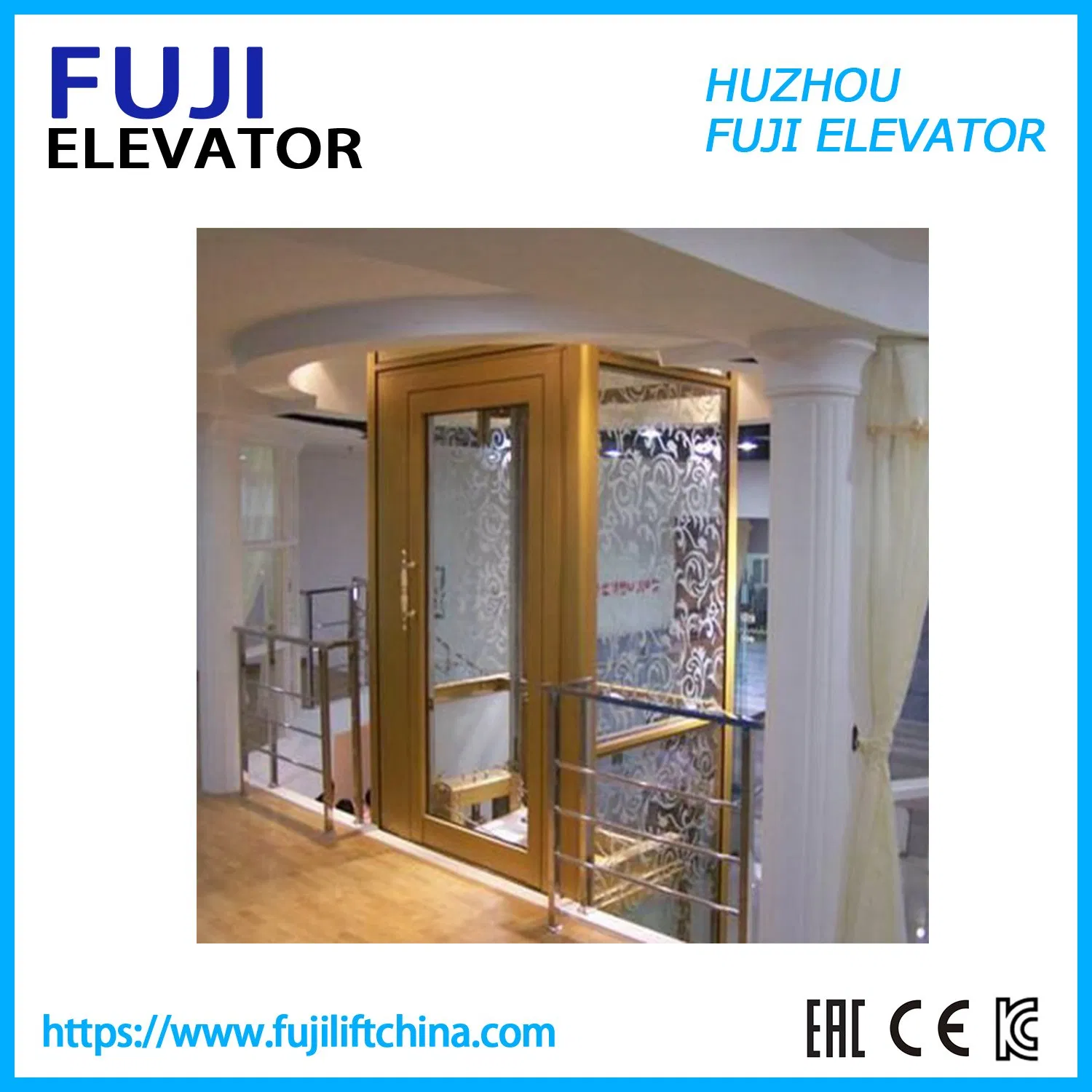 Passenger Panoramic Home Lift Elevator with Hairline Stainless Steel