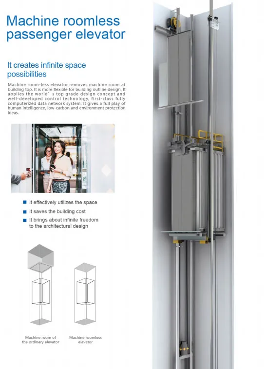 Safety Stable Otis Collective Vvvf 0.4m/S Villa Panoramic Freight Elevator with Good Price