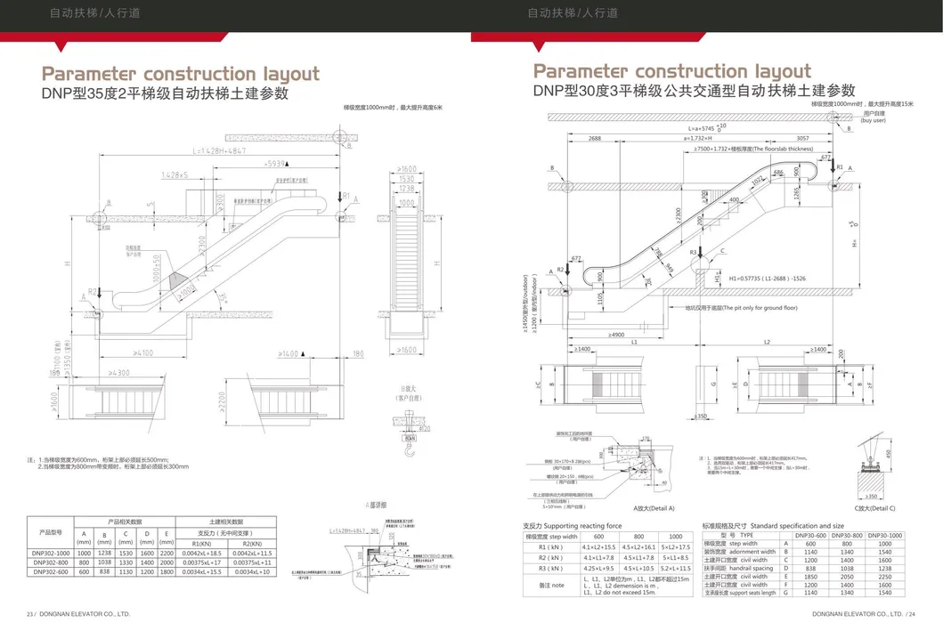 Wide Step Escalator Moving Walk for Mass Flow