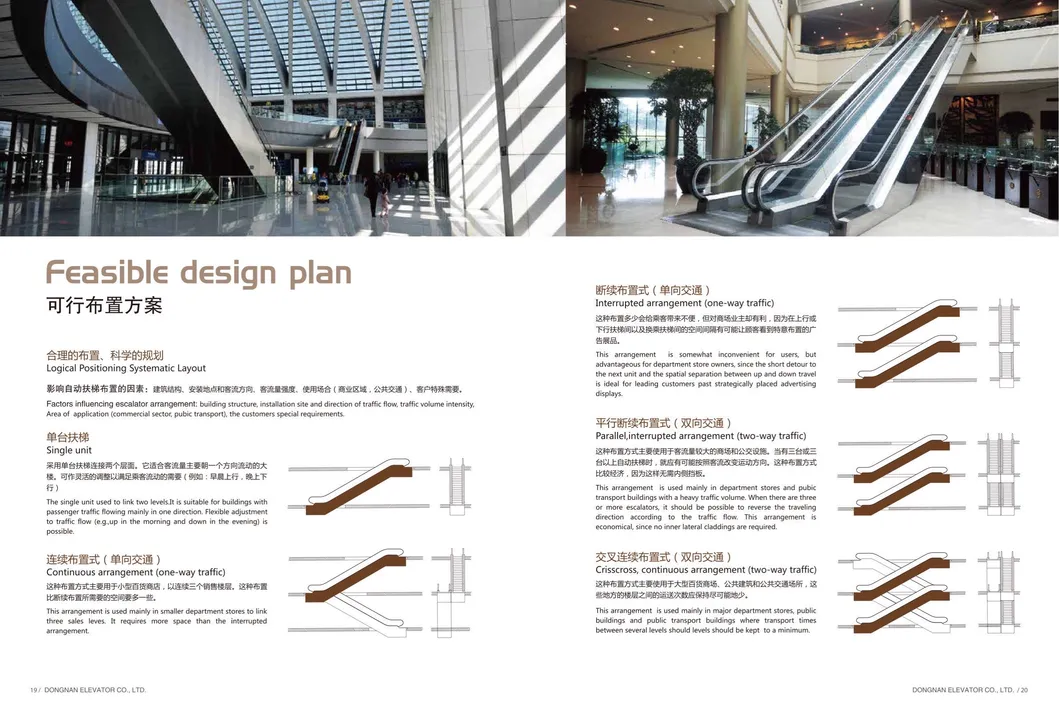 Wide Step Escalator Moving Walk for Mass Flow